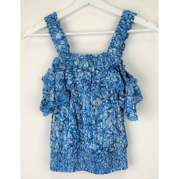 NWT House of Harlow 1960 Turquoise Cold Shoulder Crop Top - Picture 3 of 8